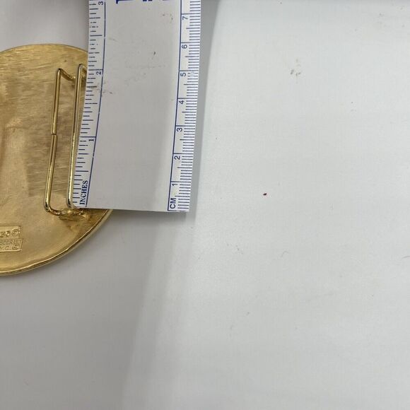 Signed Accessocraft NYC Etruscan Gold Plated Vintage Belt Buckle 3.5" 80s - Picture 7 of 8
